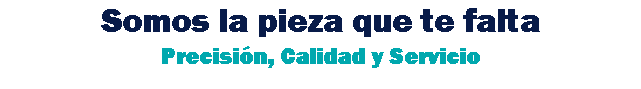 Somos la pieza que te falta Precisión, Calidad y Servicio